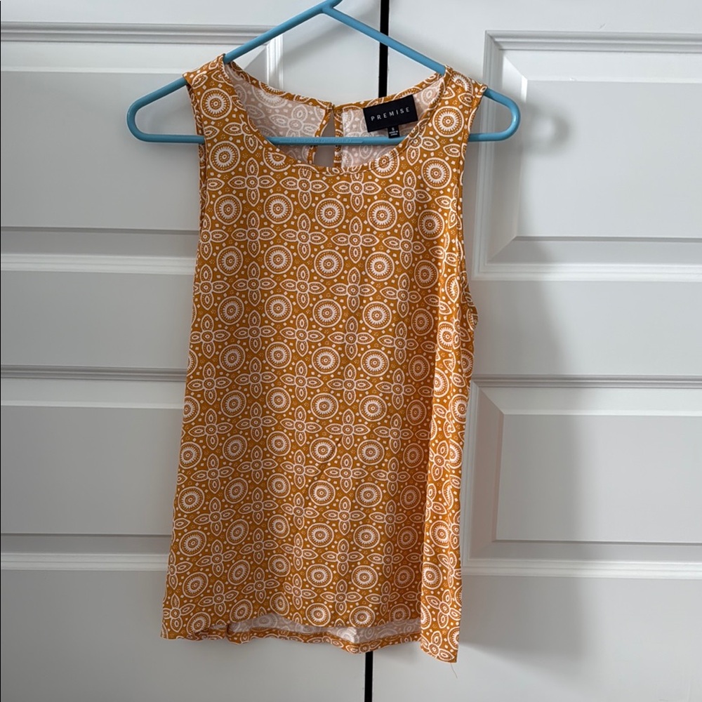 Premise Orange Tank Top with Geometric Pattern